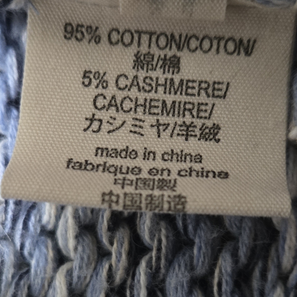 L'AGENCE Blue Marled Chunky Knit Sleeveless Cardigan Open Front Duster Medium - Picture 11 of 14
